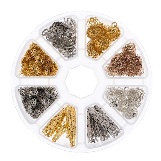 John Bead Bead Caps Assortment Round 8 Slot Jewelry Findings & Making Kit, 1020ct.